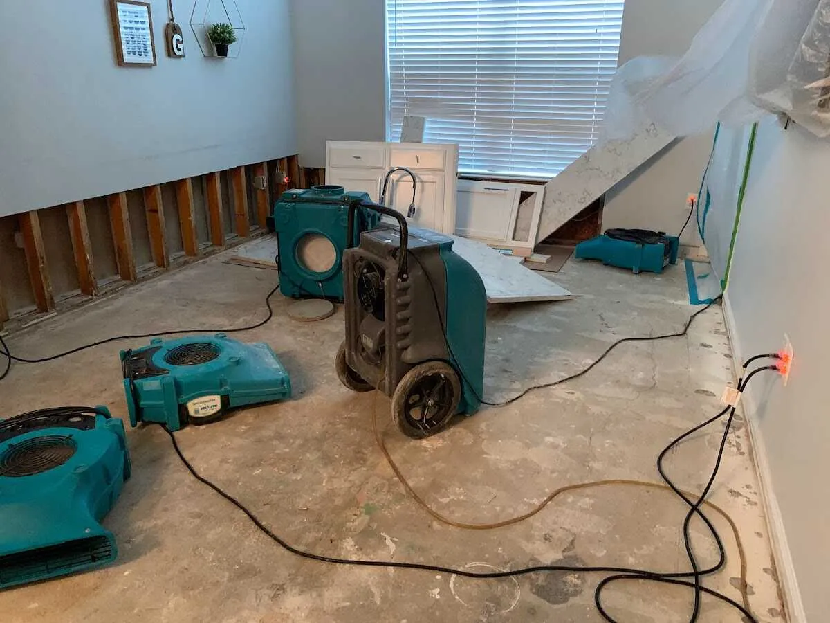 Dehumidifier in flood-cut room for Water Damage Restoration in Sun City